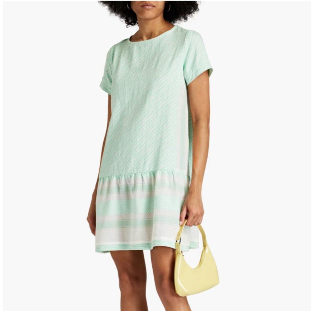 Summery Copenhagen Gina Cutout Cotton Jacquard Mini‎ Dress Mint & White XS Loose